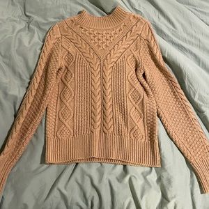 Knit Mock Neck Sweater- Tan- Small